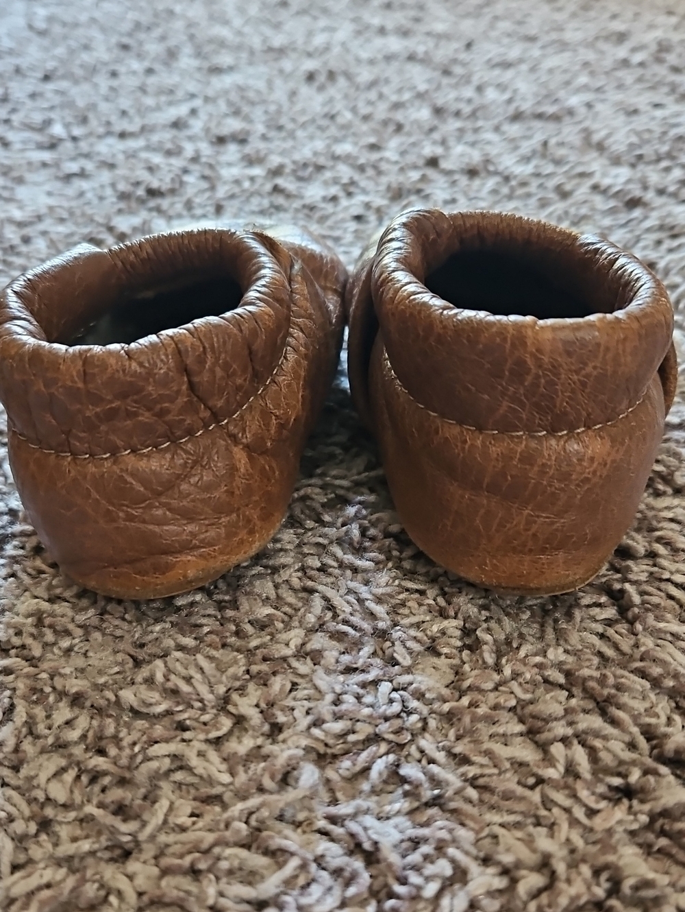 Starry Knight Brown Leather Toddler Moccasins Flexible Rubber Soles Size 7 - Picture 7 of 8